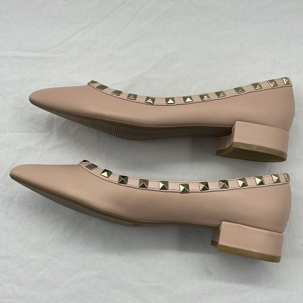 NEW! Lulus Adelyn Nude Studded Low Pointed-Toe Heels. 7.5. - Picture 14 of 15